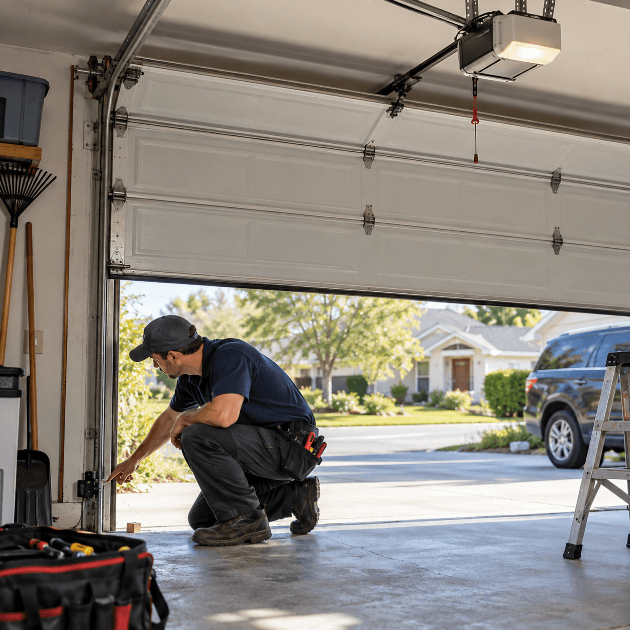 Emergency Garage Door Repair South Houston TX garage door stuck open because of sensor mechanical track cable or opener problems
