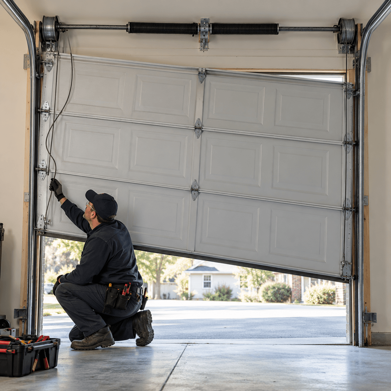 Emergency Garage Door Repair South Houston TX damaged lift cable drum and bottom fixture inspection