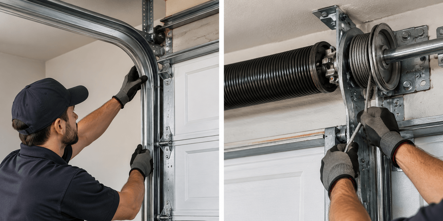 Garage Door Installation South Houston TX track alignment with vertical curved and horizontal track sections