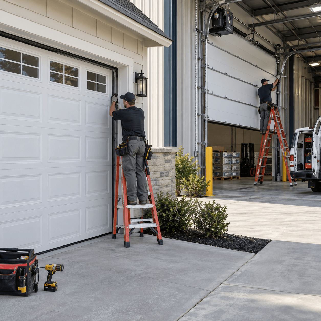 Garage Door Installation South Houston TX residential and commercial garage door systems with reinforced tracks springs and operators