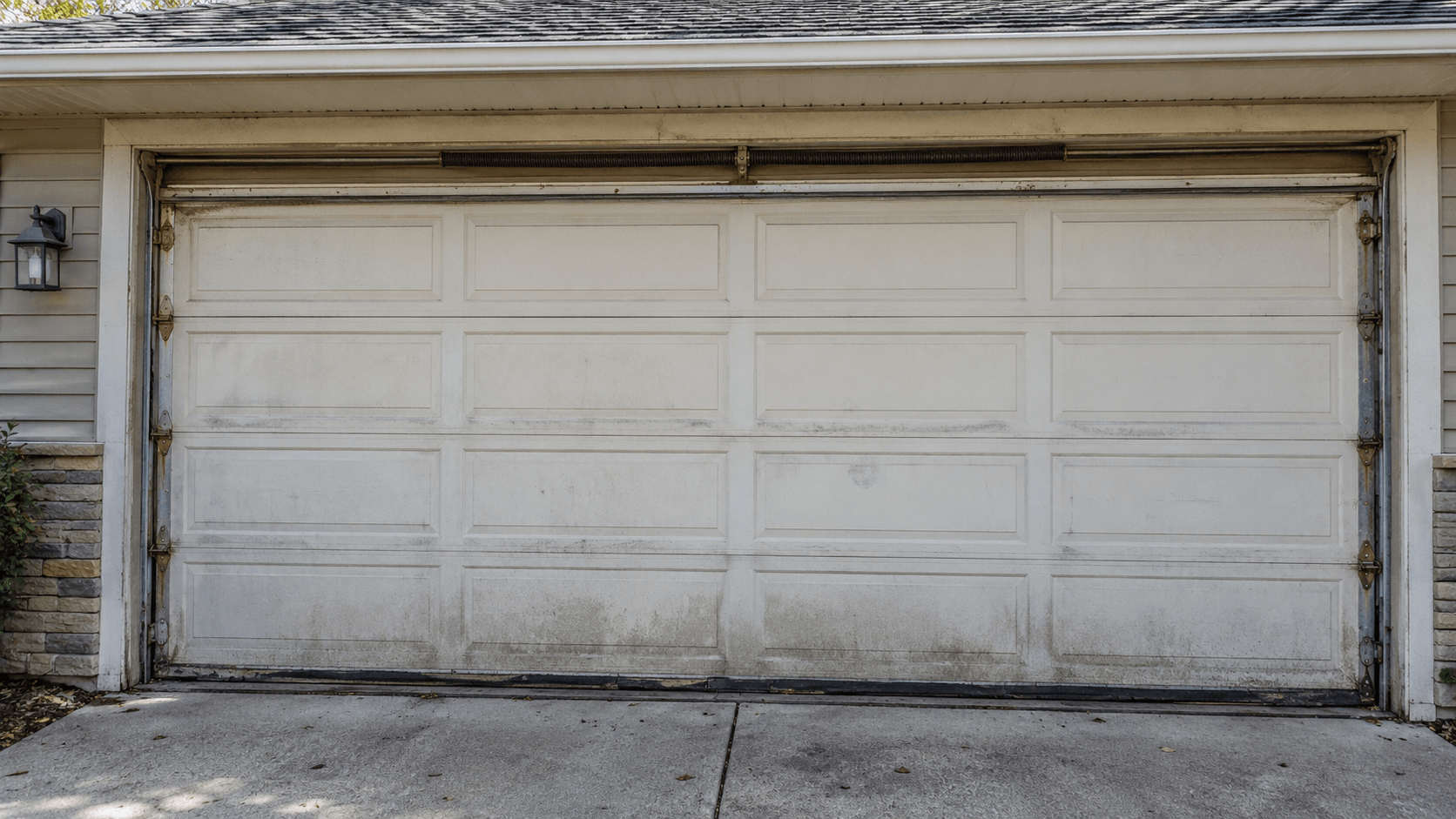Clean and properly maintained residential garage door after preventive maintenance in South Houston TX