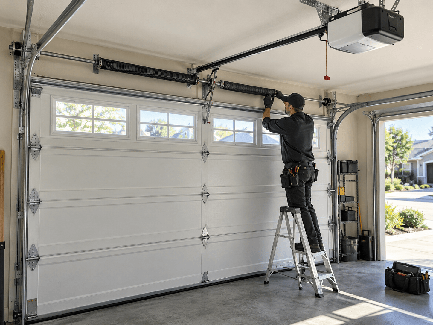 Residential garage door springs and opener service in South Houston TX