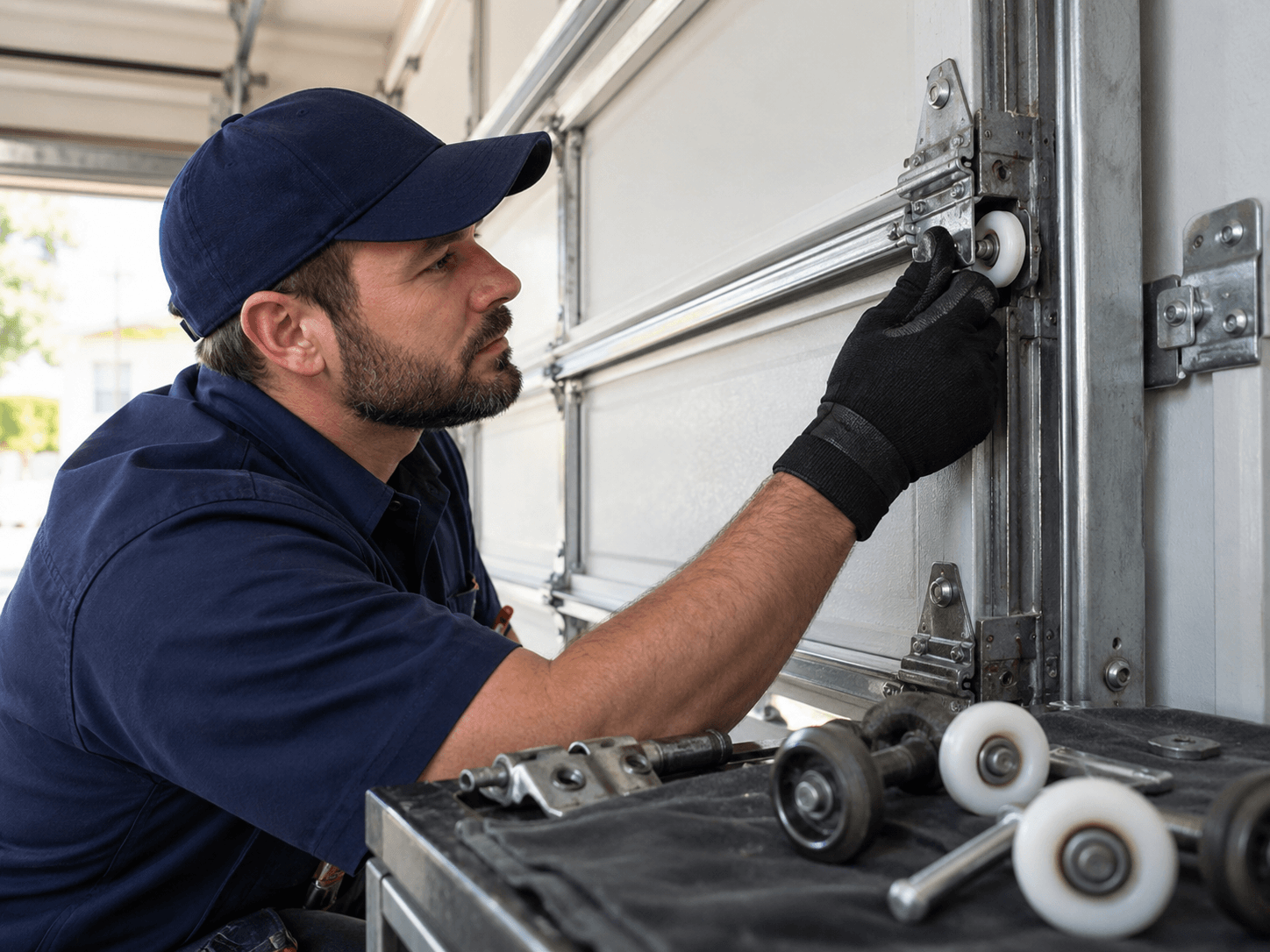 Nylon and steel garage door rollers with different bearing and stem designs for residential garage doors in South Houston TX