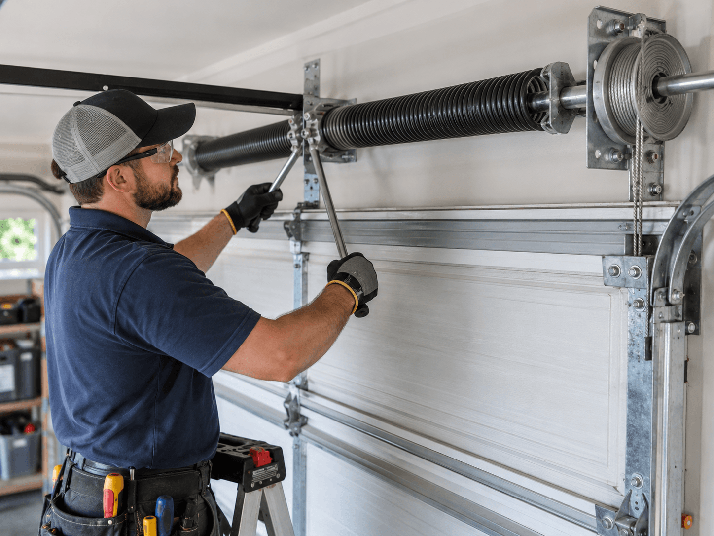 Garage Door Spring Repair South Houston TX torsion spring system designed for proper cycle life and door balance