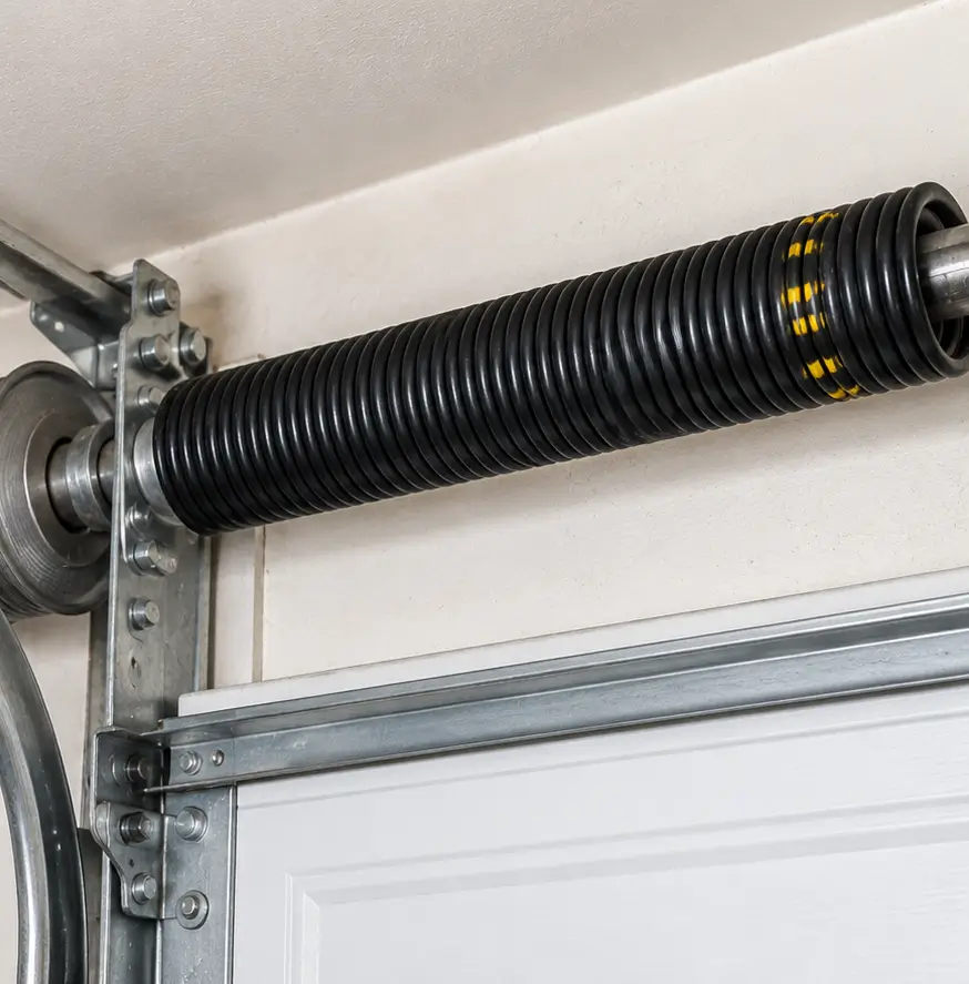 Garage door operating level and properly balanced after spring repair in South Houston TX
